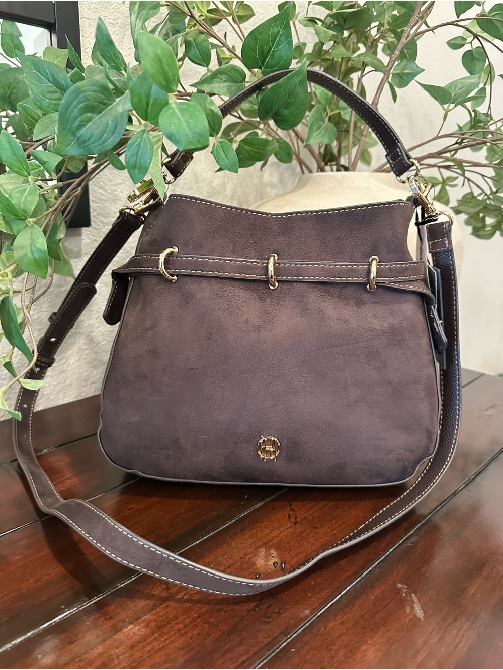 House of Harlow 1960 Dark Brown Suede Shoulder Bag